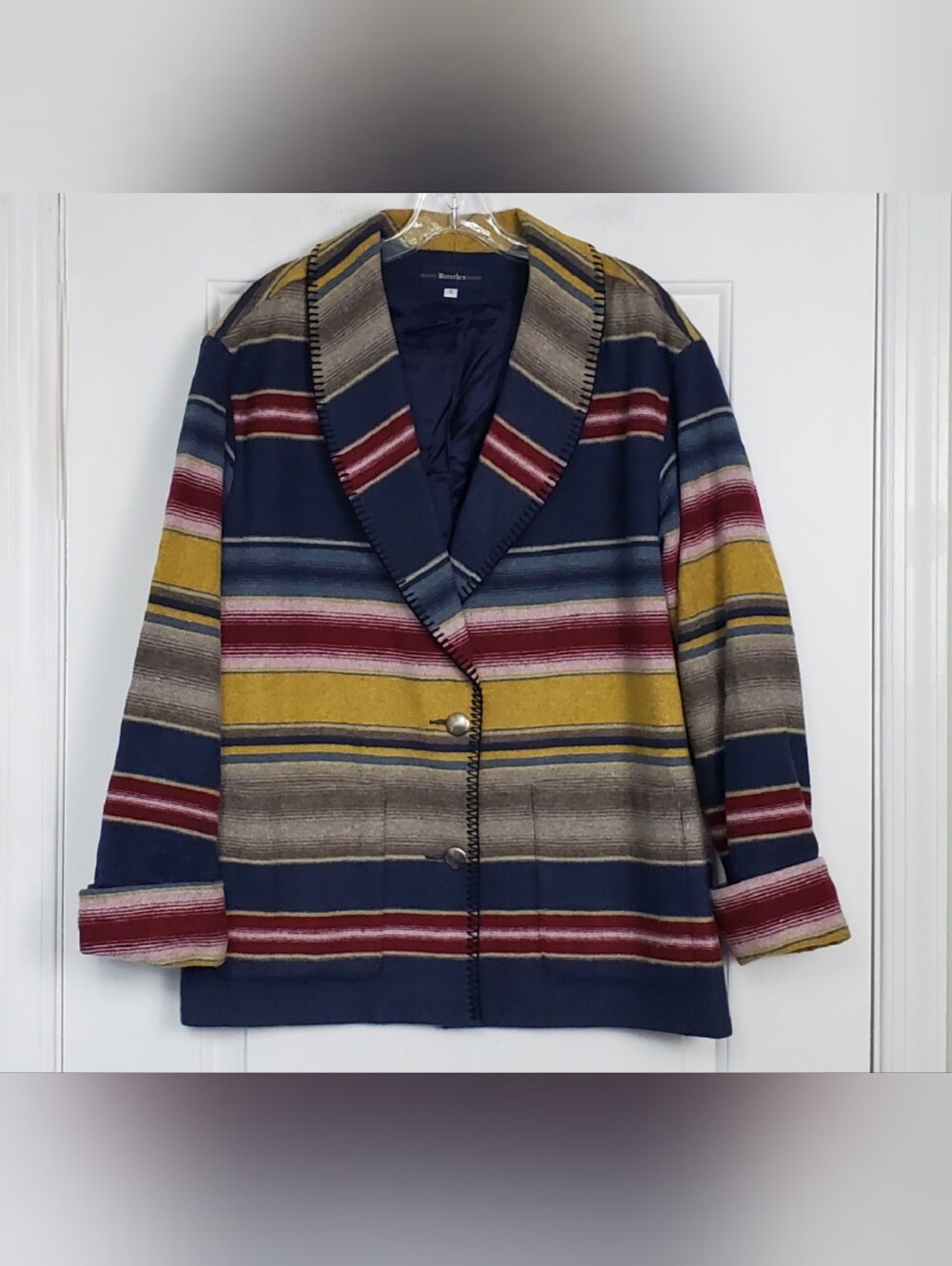 Breeches Womens VTG Wool Blend Southwest Blanket Jacket USA Made - Size S - GUC